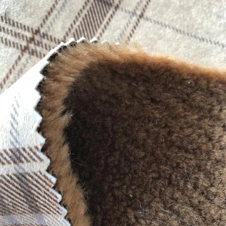 Polyester Suede Leather Suede With Fauc Fur Fabric